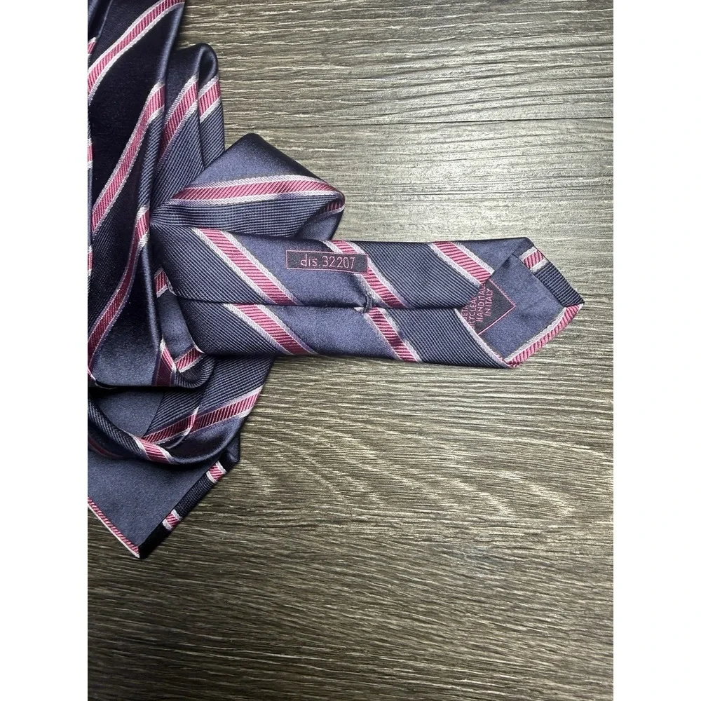 BRIONI Blue Striped Silk Tie HANDMADE ITALY 61"/ 3" EC - Picture 4 of 4